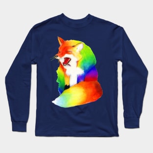 Tired Rainbow Fox Long Sleeve T-Shirt